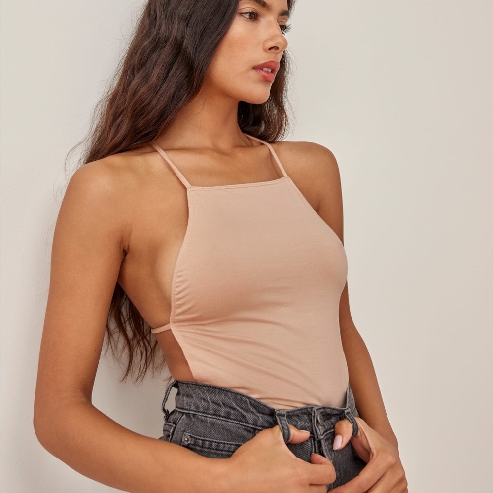 Reformation Dexter Bodysuit, Cream, Size S